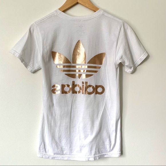 SUMMER CLEARANCE - adidas Rose Gold Trefoil, Reverse Logo on Back, White sz XS - Picture 4 of 9
